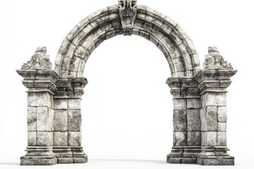 Obraz premium A grand stone archway isolated on a white background