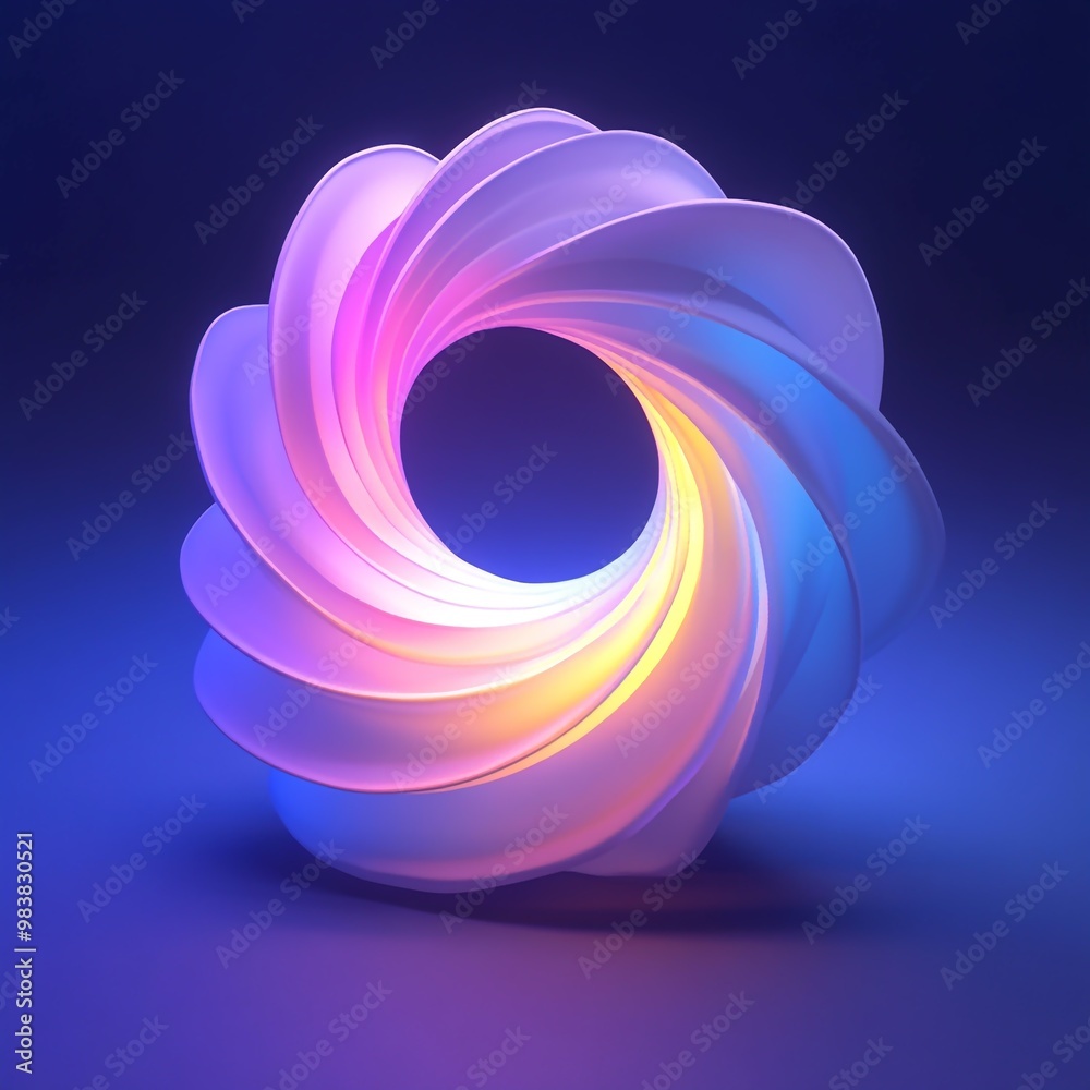 Wall mural 3D Spiral Icon: Circular and Twisting Shape Illustration Logo