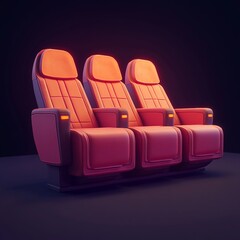 Fototapeta premium 3D Seating Icon: Arranged Seats in a Theater Illustration Logo