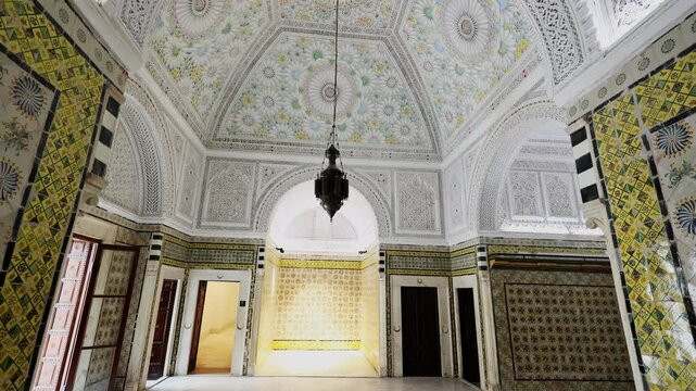  Interior of the Bardo Museum in Tunis. Museum halls with exhibits from the Muslim period