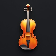 Naklejka premium 3D Violin Icon: String Instrument for Music Illustration Logo