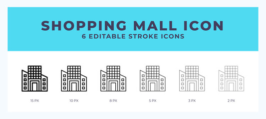 Shoping mall icon symbol. Outline. Lineal icon with editable stroke.