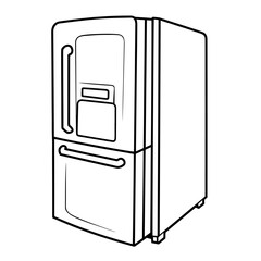 Modern refrigerator outline icon in vector format for kitchen designs.