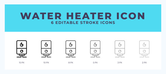 Water heater line icon symbol. Logo. Icon vector illustration with editable stroke.