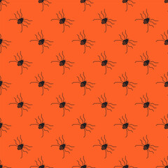 Minimal Halloween background with spiders. Seamless pattern