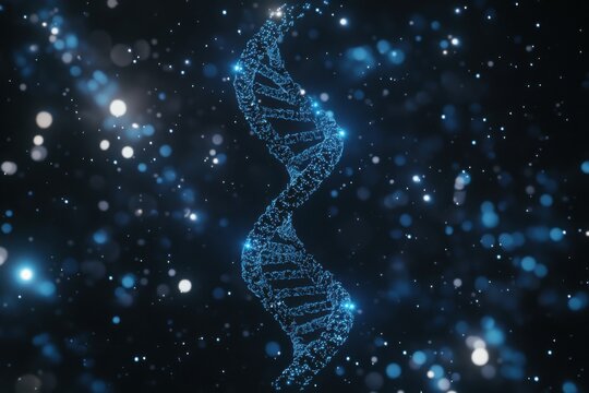Dna double helix floating in a starry void