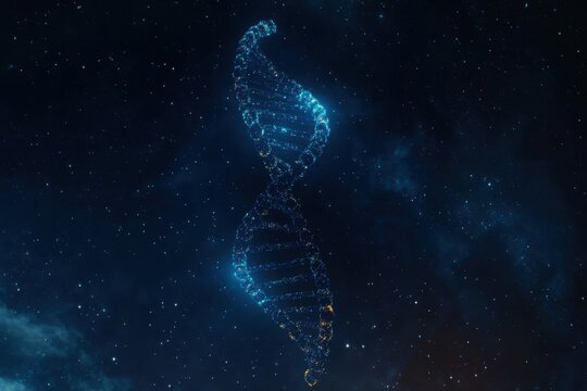 Dna double helix floating in a starry void