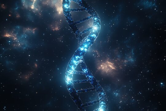 Dna double helix floating in a starry void - Powered by Adobe