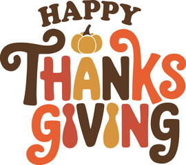 Happy thanksgiving lettering vector illustration