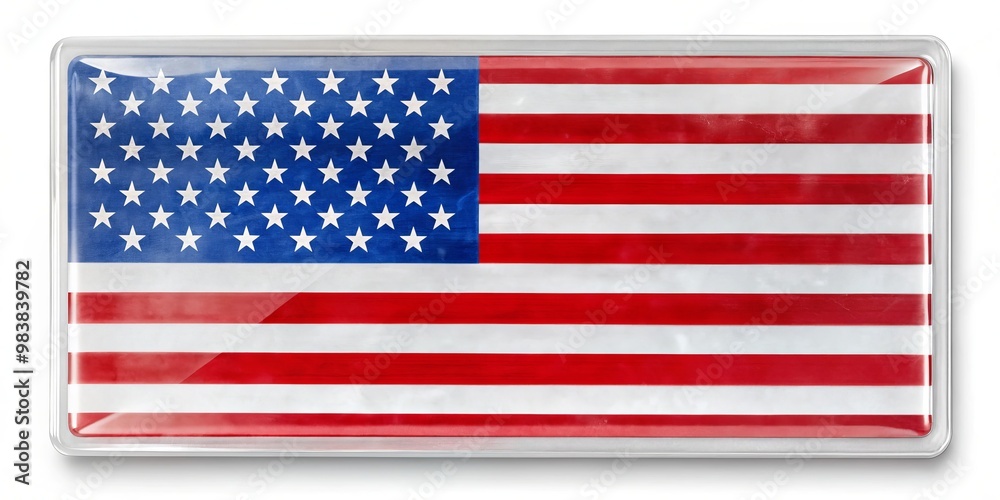 Wall mural against a clear background, this decal's transparent image of the american flag shines with vibrant 