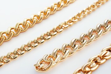 Obraz premium Four different styles of gold chains isolated on a white background