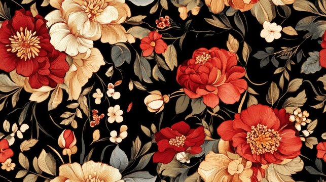 Seamless floral dupatta digital textile design