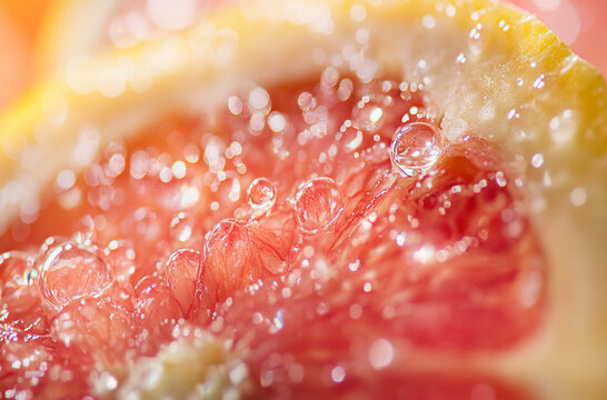 close-up shot of the center cross-section of an unripen grapefruit