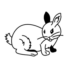 Cute hare icon in doodle style 