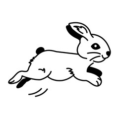 Drawing style icon of cute jumping hare 