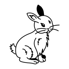 Hand drawn icon of bored rabbit  