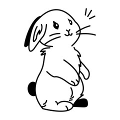 Hand drawn icon of baby rabbit standing 