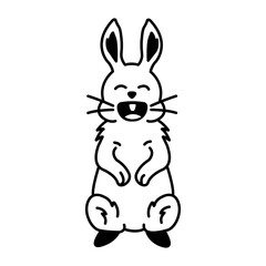 Hand drawn icon of rabbit laughing 