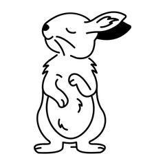 Doodle style icon of standing hare 