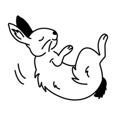 Hand drawn icon of sleepy bunny 
