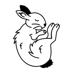 A doodle icon of relaxing rabbit 