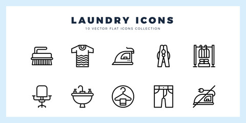 10 Laundry Lineal icons pack. vector illustration.