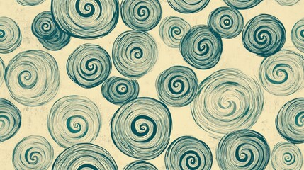 Fototapeta premium Abstract hand drawn spiral elements in a seamless pattern