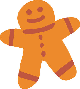 orange gingerbread man smiling clip art preview
