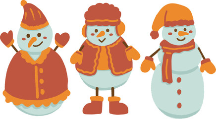 cute vector flat illustration of Christmas celebration snowman santa claus, seamless pattern design