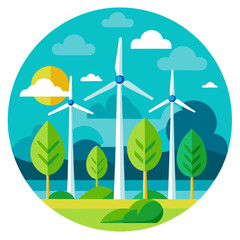 Wind power ecology vector illustration in simple style
