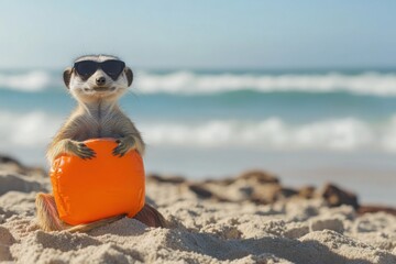 Obraz premium Meerkat lifeguard on beach duty