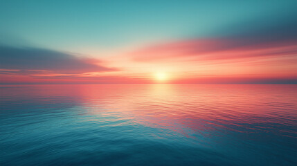 Obraz premium Golden Hour and Twilight Merge, a minimalist image where twilight and golden hour meet, blending into one unified frame, with copy space, The September Equinox