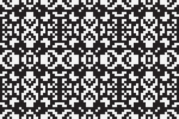Fototapeta premium Vector monochrome ornamental pattern in ethnic style. Traditional folk motif. Abstract geometric seamless texture with floral shapes, grid,