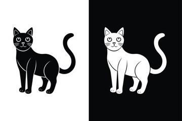 Minimalist Cat Shape Icon. Crisp Silhouette on White Background