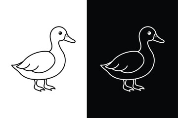 Black Stroke Duck Icon. Sleek, Simple Design for Isolated Display