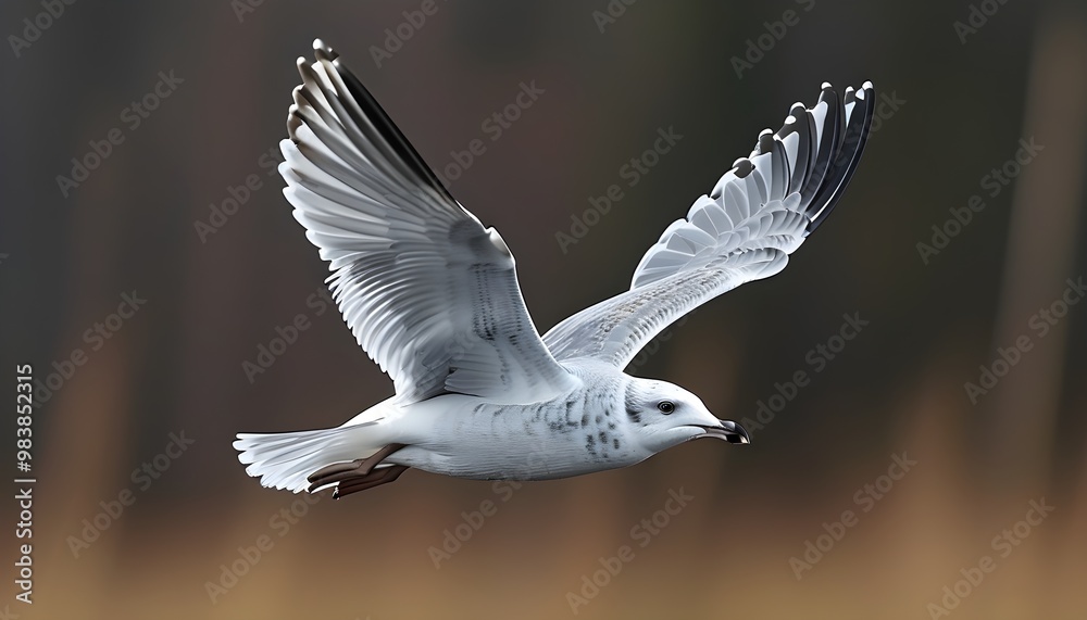 Wall mural graceful juvenile herring gull soaring through the sky in vibrant flight