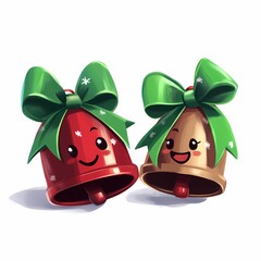 Fototapeta premium Cheerful Holiday Bells with Bows and Smiles