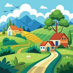 landscape with houses