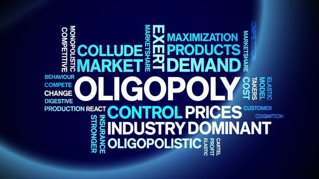 Oligopoly animated word cloud;text design animation tag kinetic typography seamless loop.