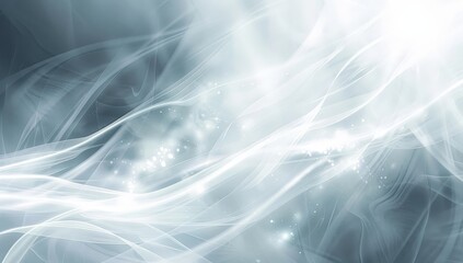 Abstract Background with White Waves and Glowing Lights