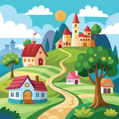 Naklejka premium landscape with houses