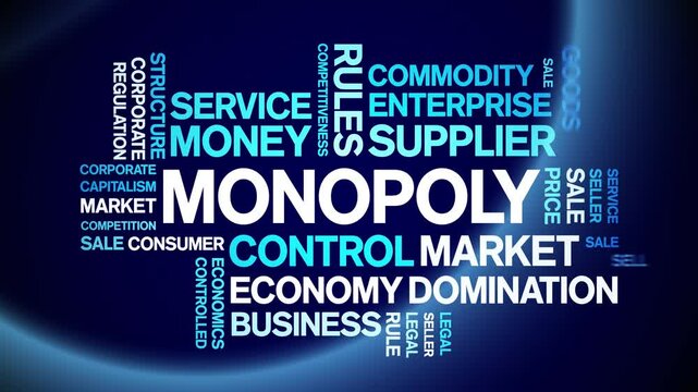 Monopoly animated word cloud;text design animation tag kinetic typography seamless loop.