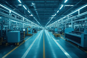 Fototapeta premium An Industrial Factory Assembly Line with Machinery and Equipment
