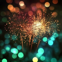 Fireworks with Abstract bokeh background.new fireworks.fireworks on the night sky.year background...