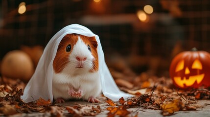 Cute Guinea Pig Dressed Up for Halloween.