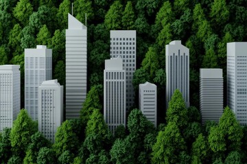 Fototapeta premium Urban green spaces, eco-friendly city planning, sustainability, 3D illustration