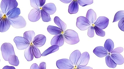 Fototapeta premium Seamless pattern of watercolor purple violets in spring