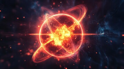 Fototapeta premium Fiery Energy Ball Abstract Background.