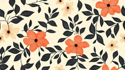 Floral allover seamless pattern design suitable for various applications including wallpaper carpets rugs bed sheets digital prints textile prints and decorations on fabric tile and paper
