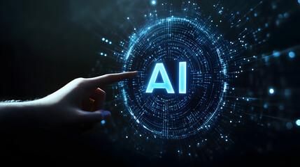 Futuristic digital world map with person typing on computer, data flowing through cyberspace